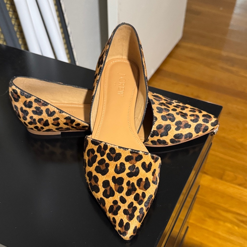 J. Crew Animal Print Horsehair Flats